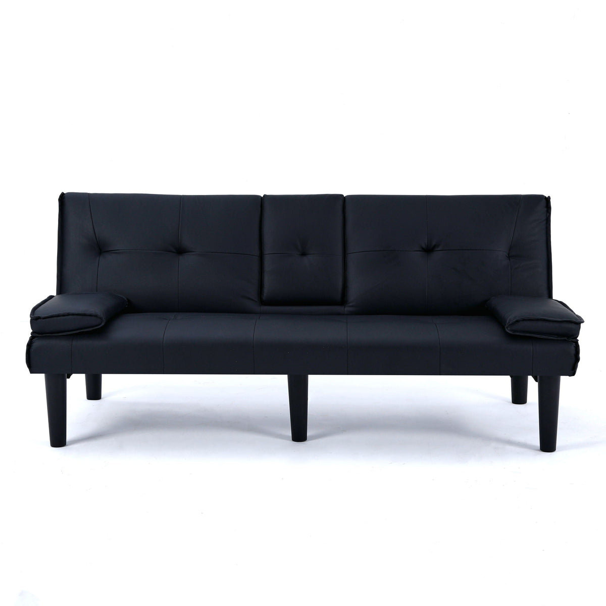 Foldable Sofa Bed with Cup Holder and Solid Wood Frame - Multiple Colors