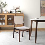 Beige Linen Dining Chair Set of 2 with Padded Seat - Skylar