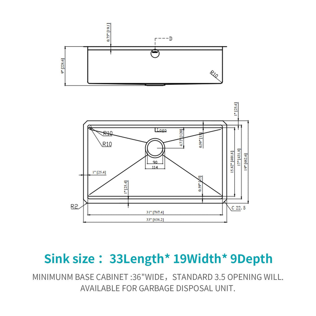 Gunmetal Black Workstation Kitchen Sink with Multifunction Ledge - 33" Undermount