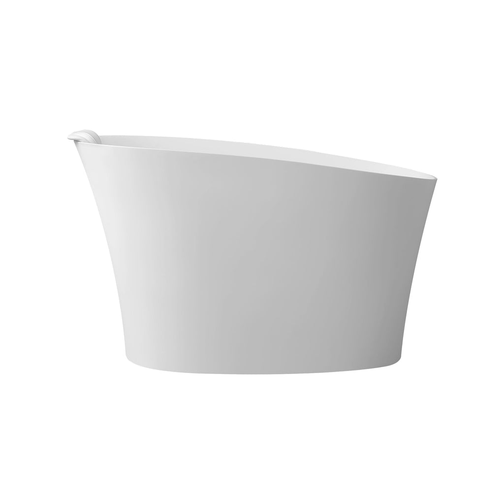 51" Solid Surface Oval Freestanding Bathtub with Heat Retention - White