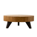 Round Retro Coffee Table with Solid Wood Legs
