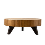 Round Retro Coffee Table with Solid Wood Legs