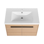 Bathroom Vanity Set with Resin Countertop Sink and 2 Doors - Light Brown Oak