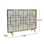 Modern Single Panel Iron Fire Screen with Fine Mesh - Black