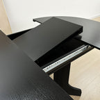 Expandable Oval Farmhouse Dining Table with Removable Leaf and X-Shaped Base - Black