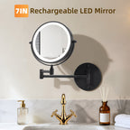 Rechargeable Wall Mounted Makeup Mirror with 10X Magnification - Iron