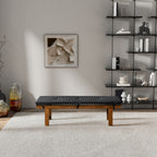 Black Upholstered Bench with Solid Wood Frame - Lucia