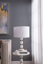 Marble Base Table Lamp with White Fabric Shade - 26.5"