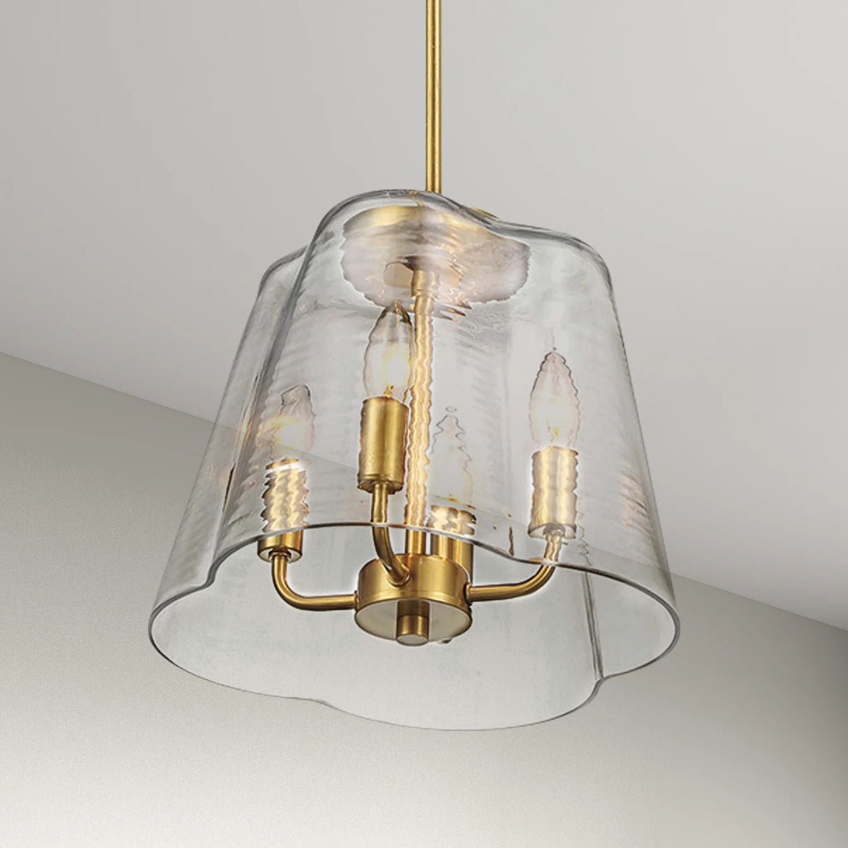 Soiree 4 Candle Lights Pendant with Metal Frame - Gold or Black