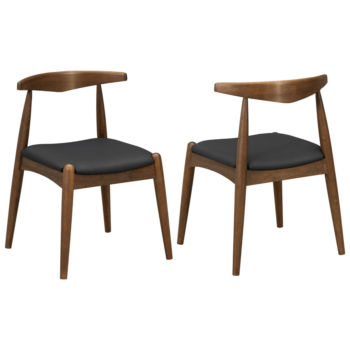 Set of 2 Rubberwood Dining Chairs with Faux Leather Upholstery - Multiple Colors
