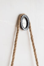 Black Circle Wall Mirror with Rope Strap - Contemporary Metal Frame