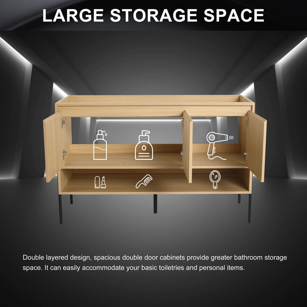 Freestanding Bathroom Vanity with Soft Close Cabinet Doors - Light or Dark Brown