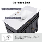 Bathroom Vanity With Sink and Drawers - Freestanding Solid Wood Cabinet