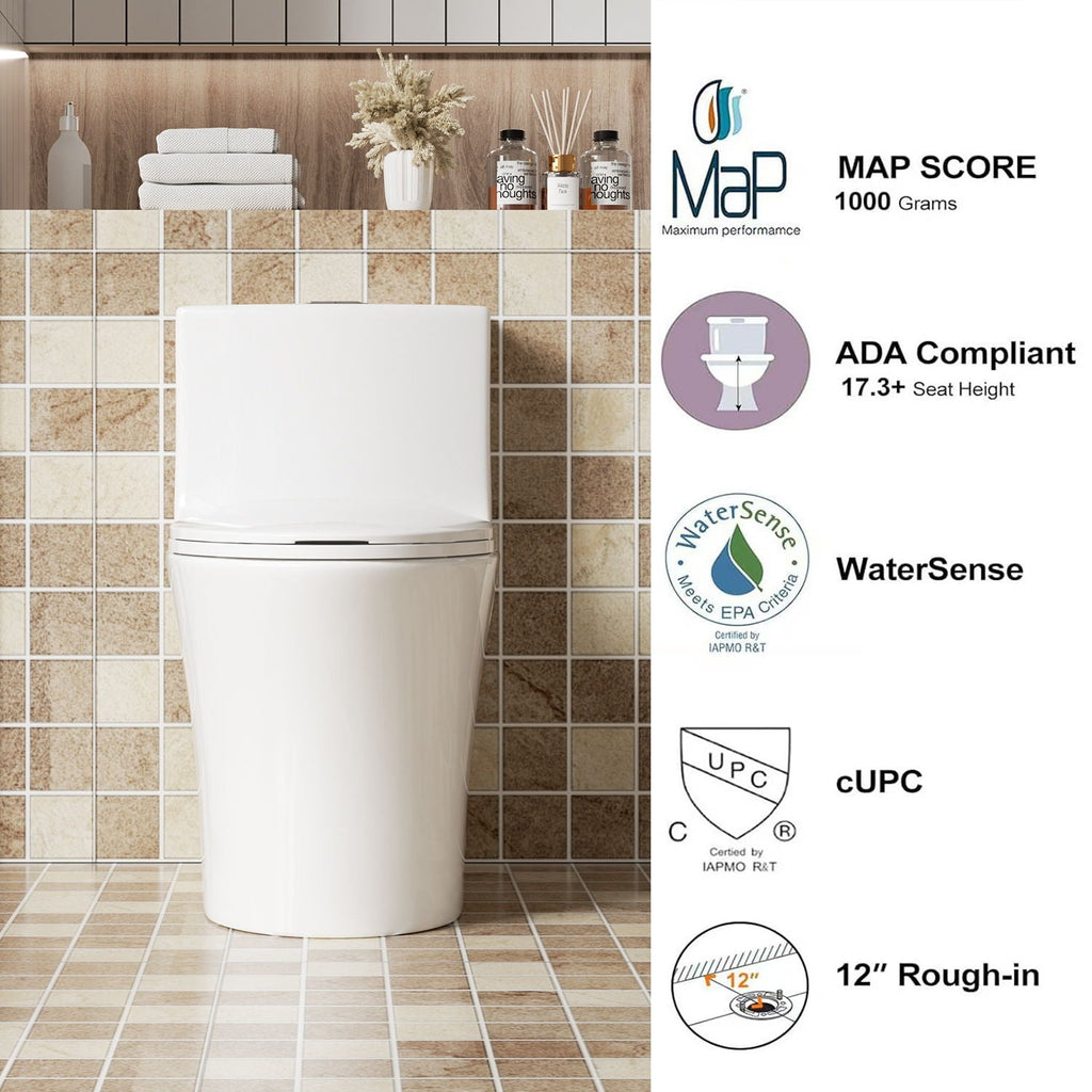 Elegant One Piece Toilet With Tornado Dual Flush