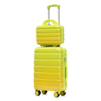 2-Piece Polycarbonate Spinner Wheel Luggage Set with Lock - Green & Yellow