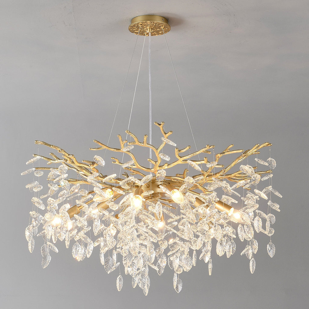 8-Light Crystal Chandelier with Gold Finish and Crystal Accents - Gold