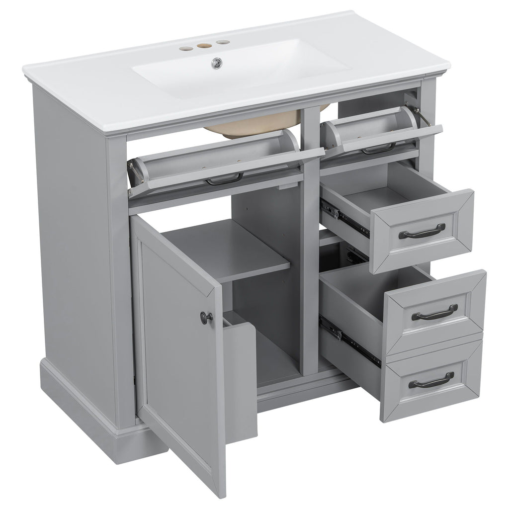 36" Bathroom Vanity with Sink and Soft Close Hinges - Dark Gray or White