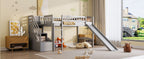 Loft Stairway Bed with Drawers and Convertible Ladder - Twin