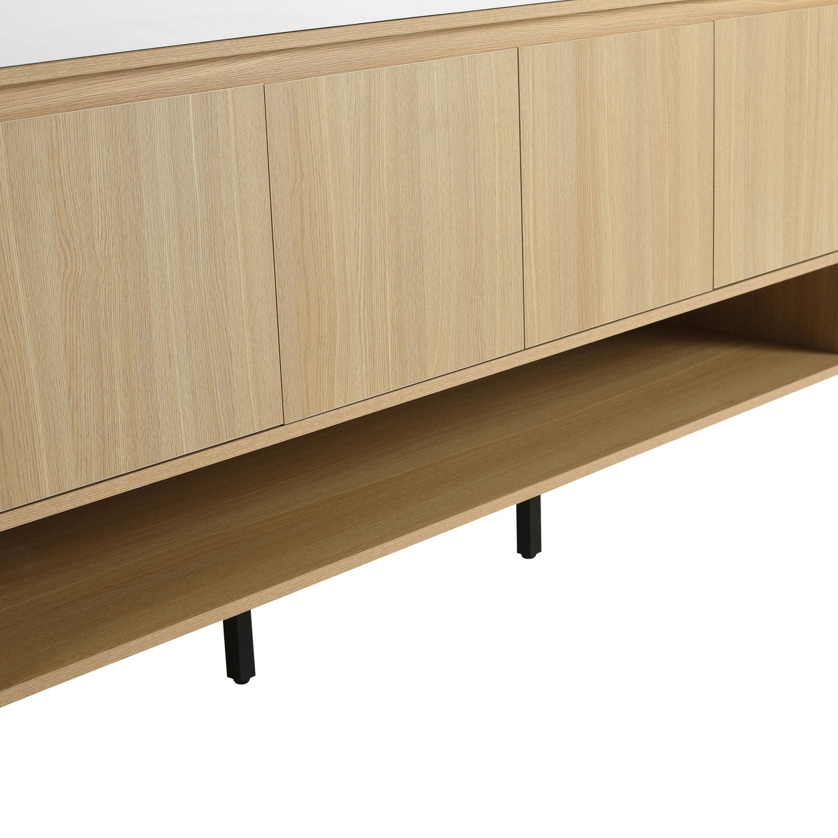 Modern Bathroom Vanity Combo with Single Resin Sink and Storage Cabinet - Light Brown