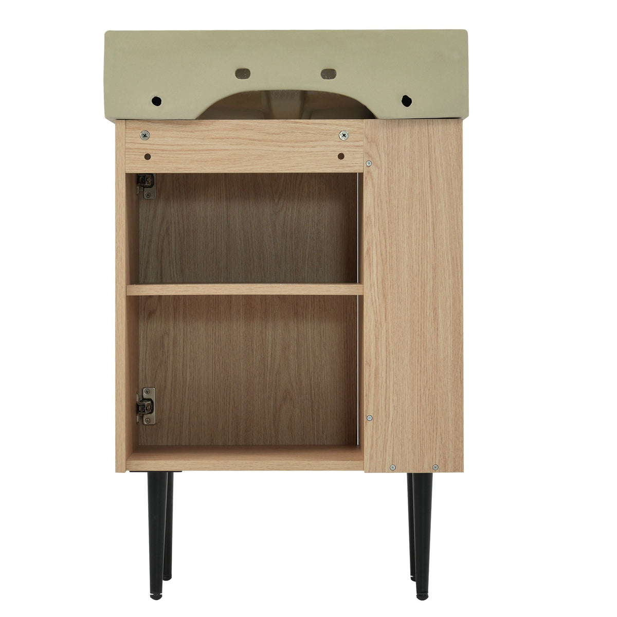 Bathroom Vanity with Single Ceramic Sink and Side Storage - Multiple Colors