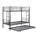 Twin Over Twin Metal Bunk Bed with Trundle - Black
