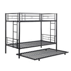 Twin Over Twin Metal Bunk Bed with Trundle - Black