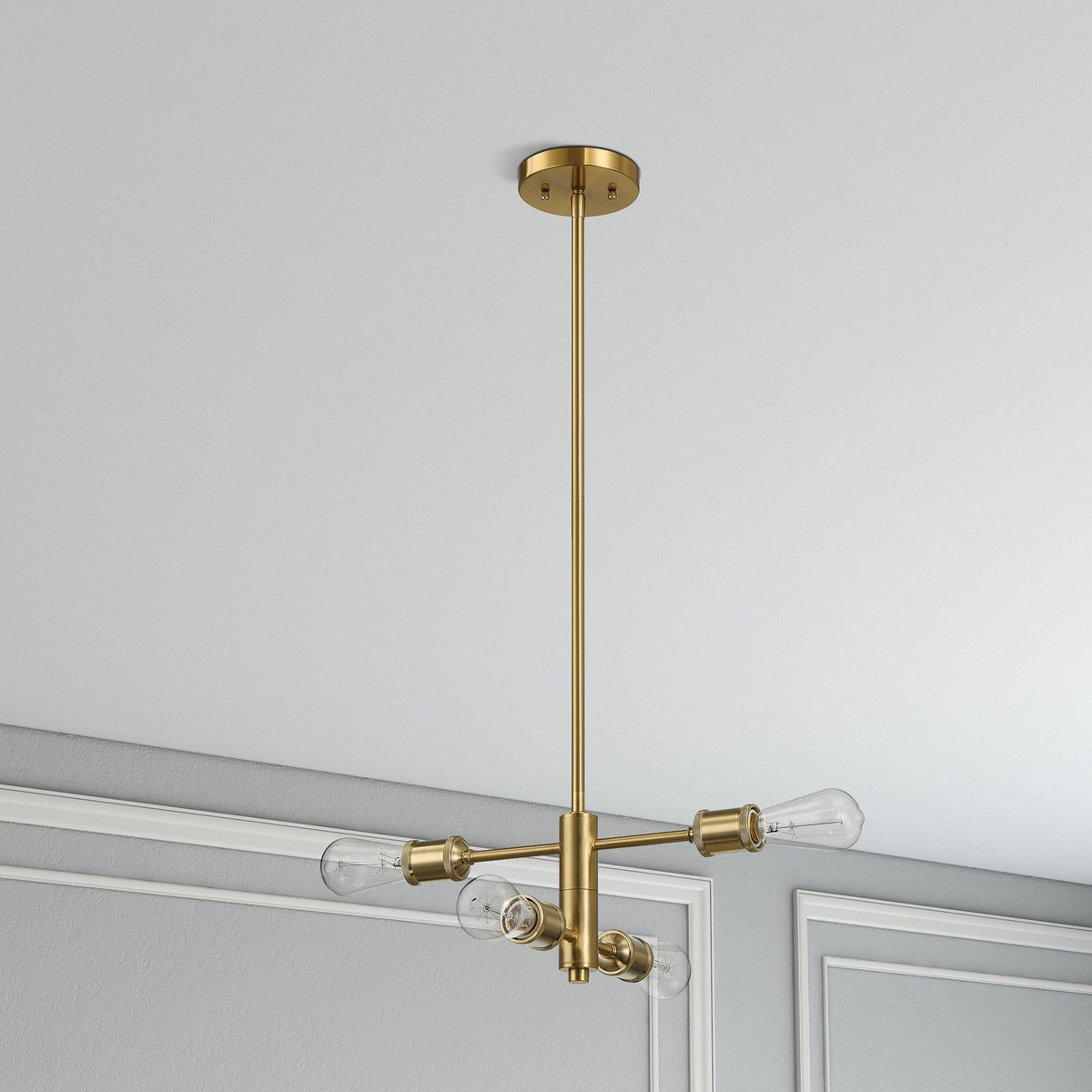 Trellis - 4 Lights Modern Gold Chandelier