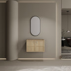 Modern Wall Mounted Bathroom Vanity with Soft Closing Doors - Light Brown