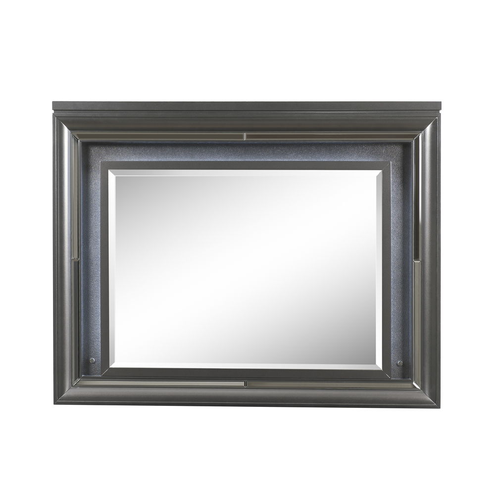 Sawyer Metallic Mirror with LED Lighting - Dark Gray