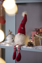 Christmas Gnomes Decorations Set of 2 with Fluffy Beards - White / Red