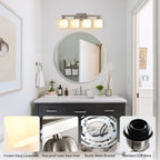 Modern 4-Light Bathroom Fixture with Nickel Finish