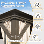 14' x 24' Hardtop Gazebo with Drainage System - Brown or Grey