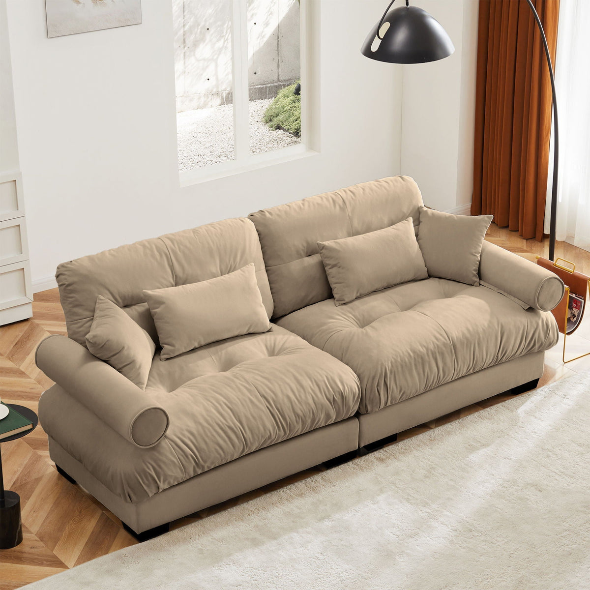 Modern Oversize Sofa with Cloud-Like Comfort - Fabric Stationary Sofa