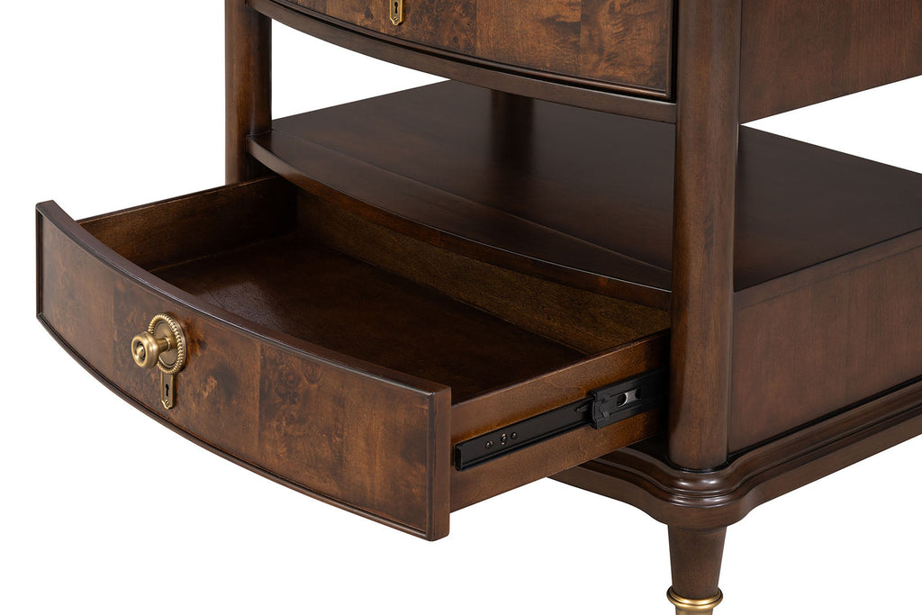 Traditional Style Nightstand with Power Outlet - Dark Cherry
