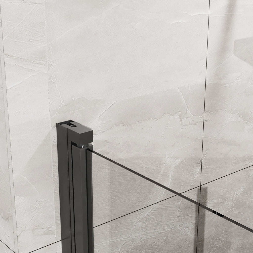 Frameless Glass Shower Door Bifold with Zinc Alloy Handle - Pearl Silver or Black