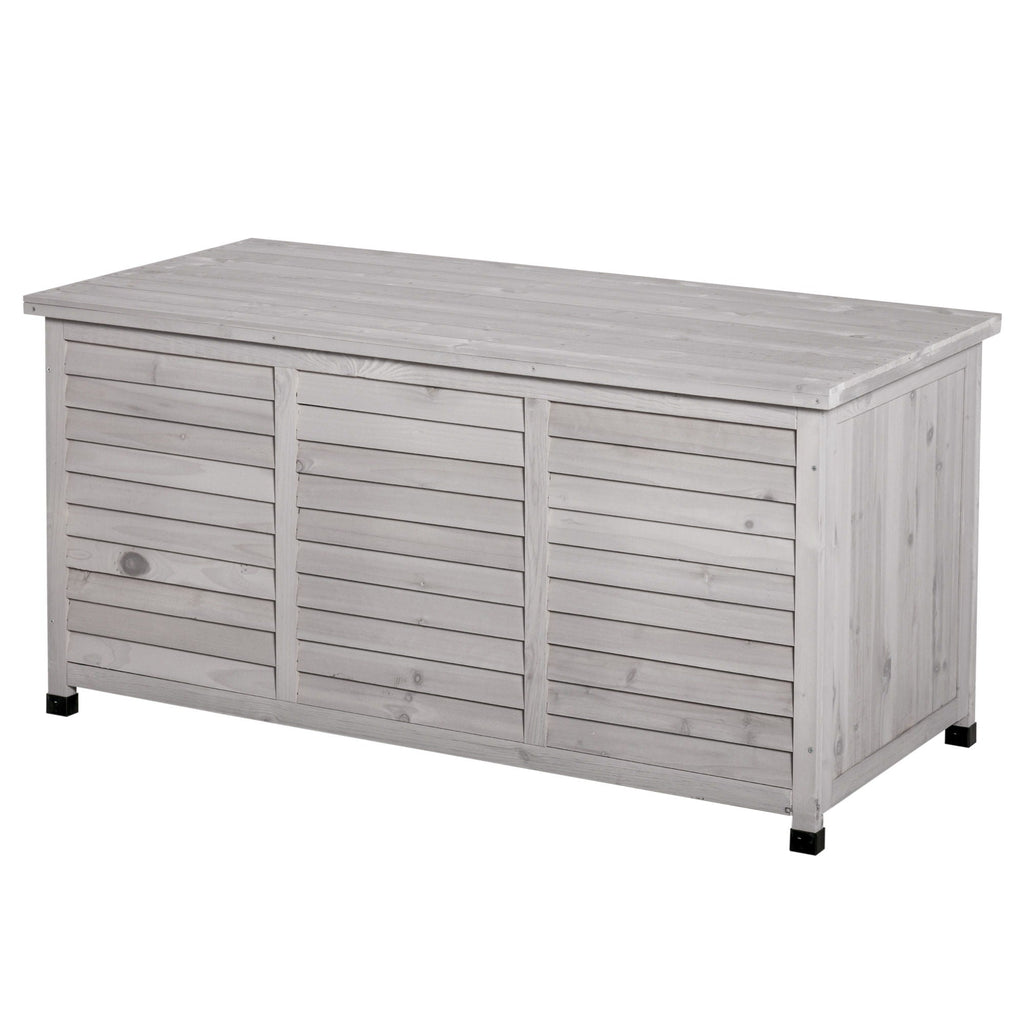 75 Gallon Wooden Deck Box with Aerating Gap and Weather-Fighting Finish - Gray