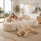 Corduroy 2-Seater Sofa with Lumbar Pillows - 110.24" Fully Compressed