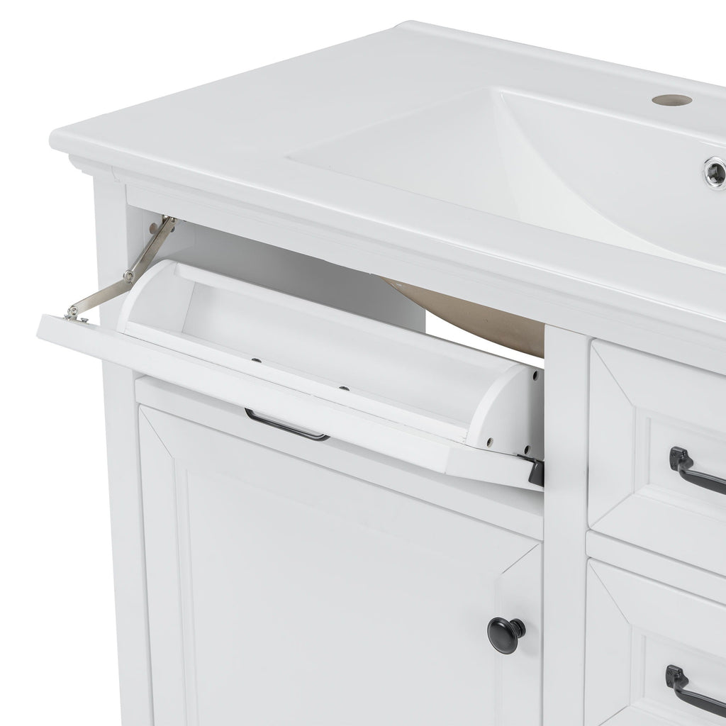 36" Bathroom Vanity with Sink and Soft Close Hinges - Dark Gray or White