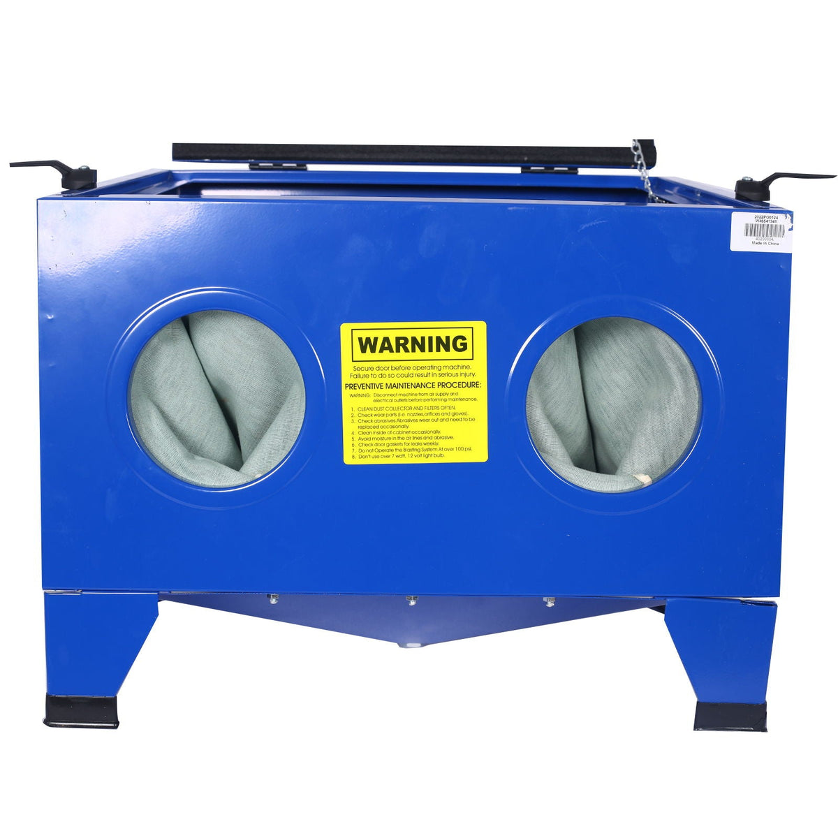 Bench Top Portable Sand Blaster Cabinet Kit 25 Gallon with Sealed Gloves - Blue
