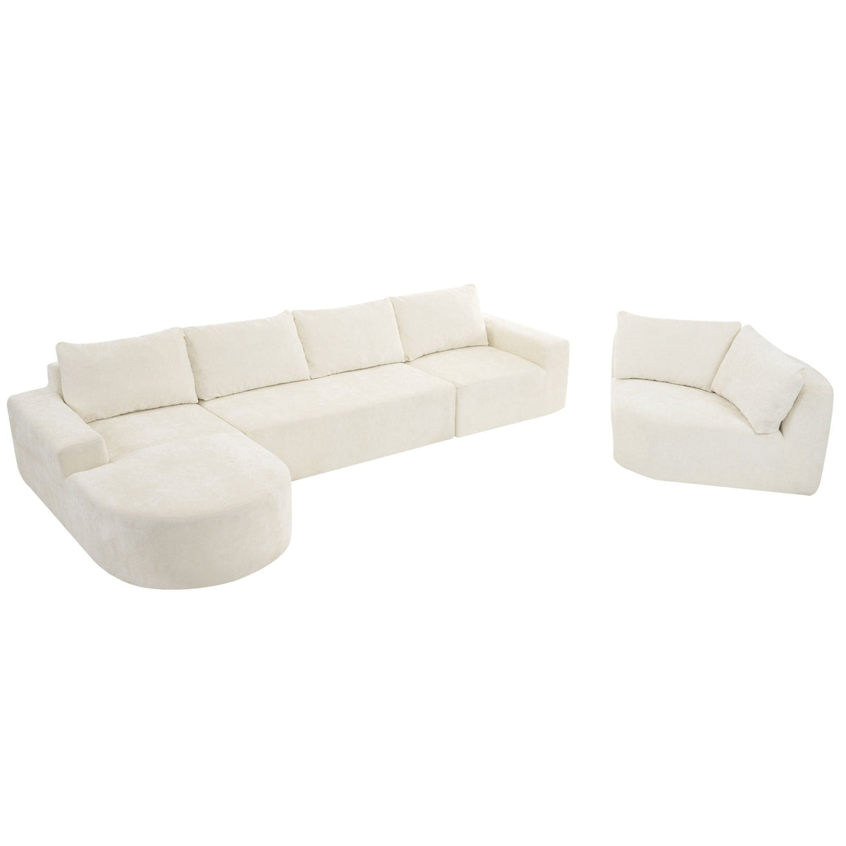 Modular Cloud Sectional Sofa Set with Deep Seating - Choose Beige, Dark Gray, or Dark Brown