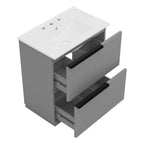 Fluted Bathroom Vanity with Ceramic Sink and Moisture-Proof Cabinet - 30" Wide