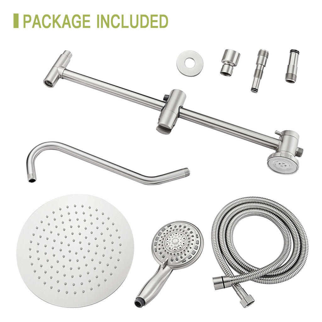 Shower System with 5 Function Rain Hand Shower and Slide Bar Combo - Pearl Silver, Gray, or Black