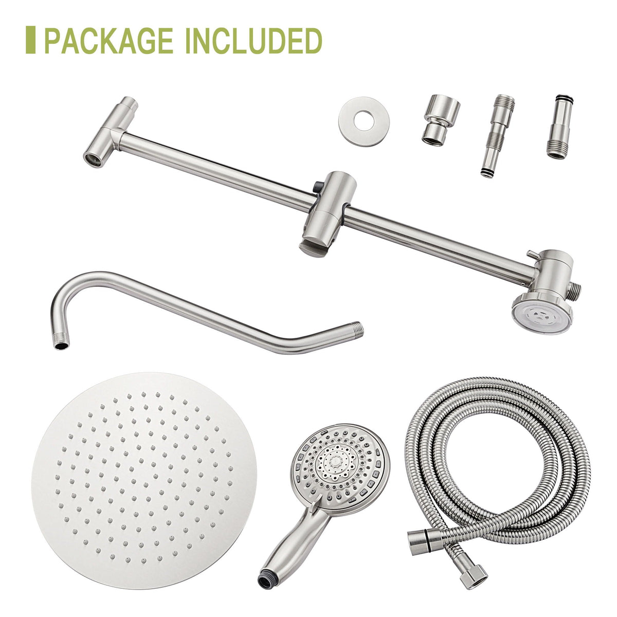 Shower System with 5 Function Rain Hand Shower and Slide Bar Combo - Pearl Silver, Gray, or Black