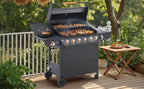 6 Burner Gas Grill with Side Burner - Black