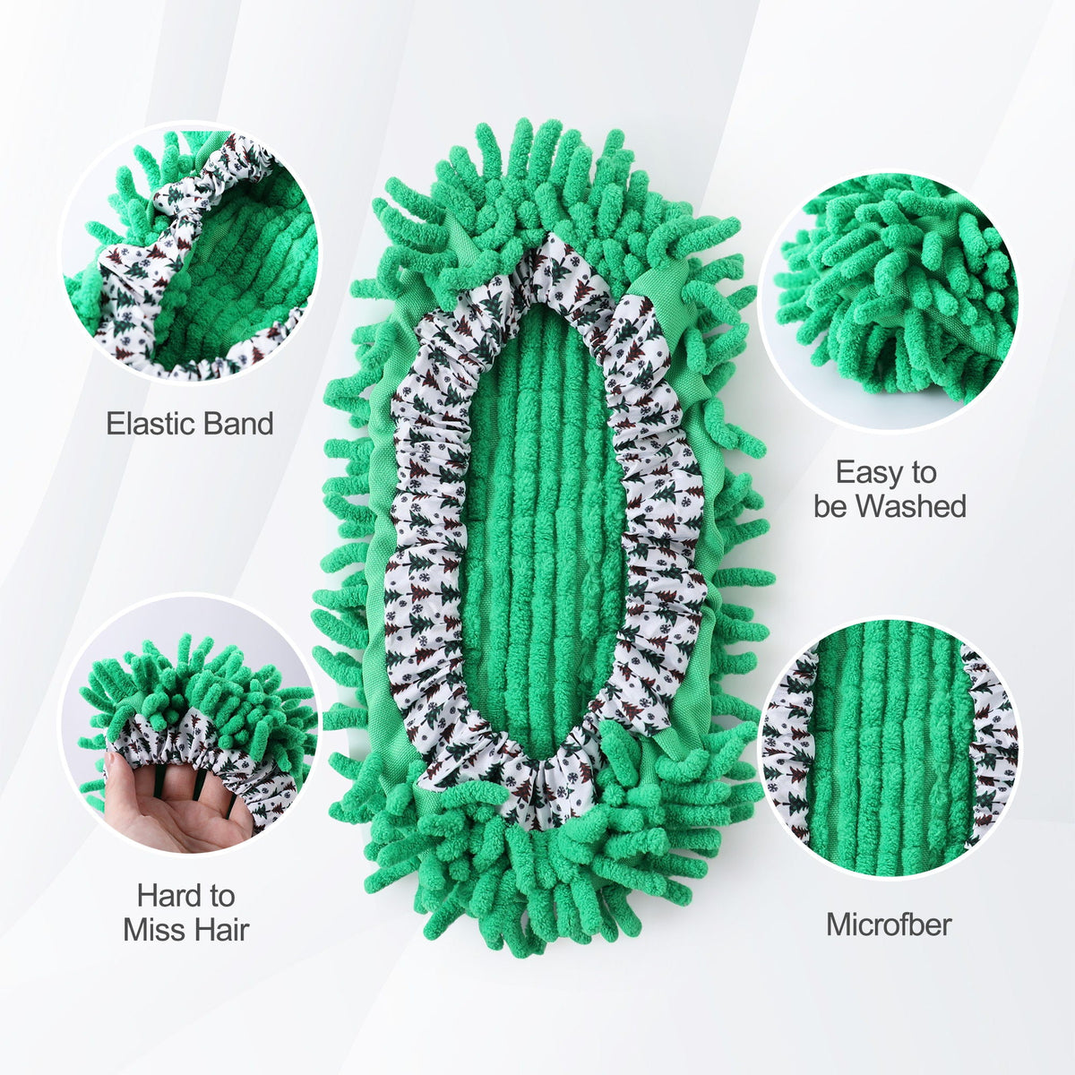 Microfiber Mop Slippers for Floor Cleaning, Machine Washable, 3 Pieces