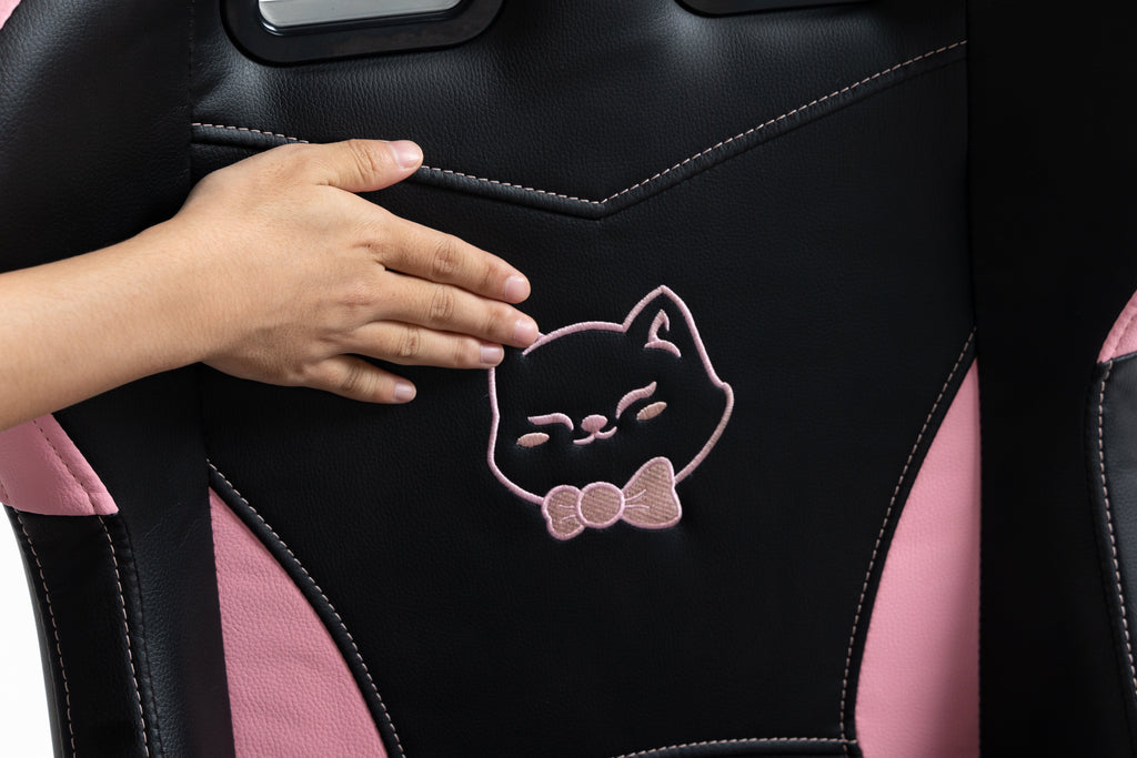 Cute Cat Gaming Chair with Paw Lumbar Cushion - PU-Leather