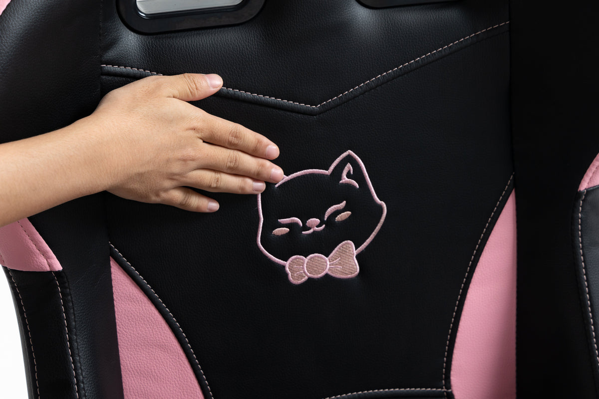Cute Cat Gaming Chair with Paw Lumbar Cushion - PU-Leather