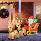 8ft Christmas Inflatable Santa Claus with Sleigh and LED Lights - Red