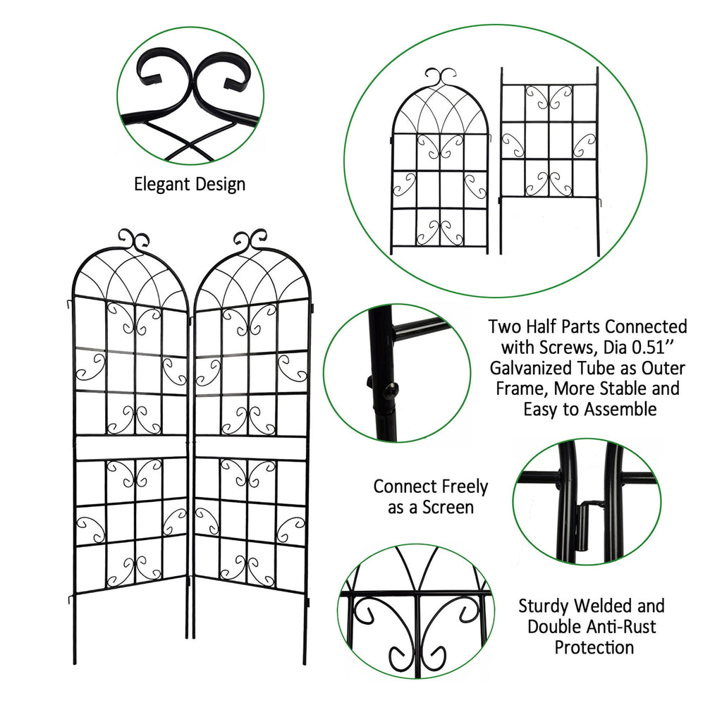 Metal Garden Rustproof Trellis for Climbing Plants – Outdoor Flower Support