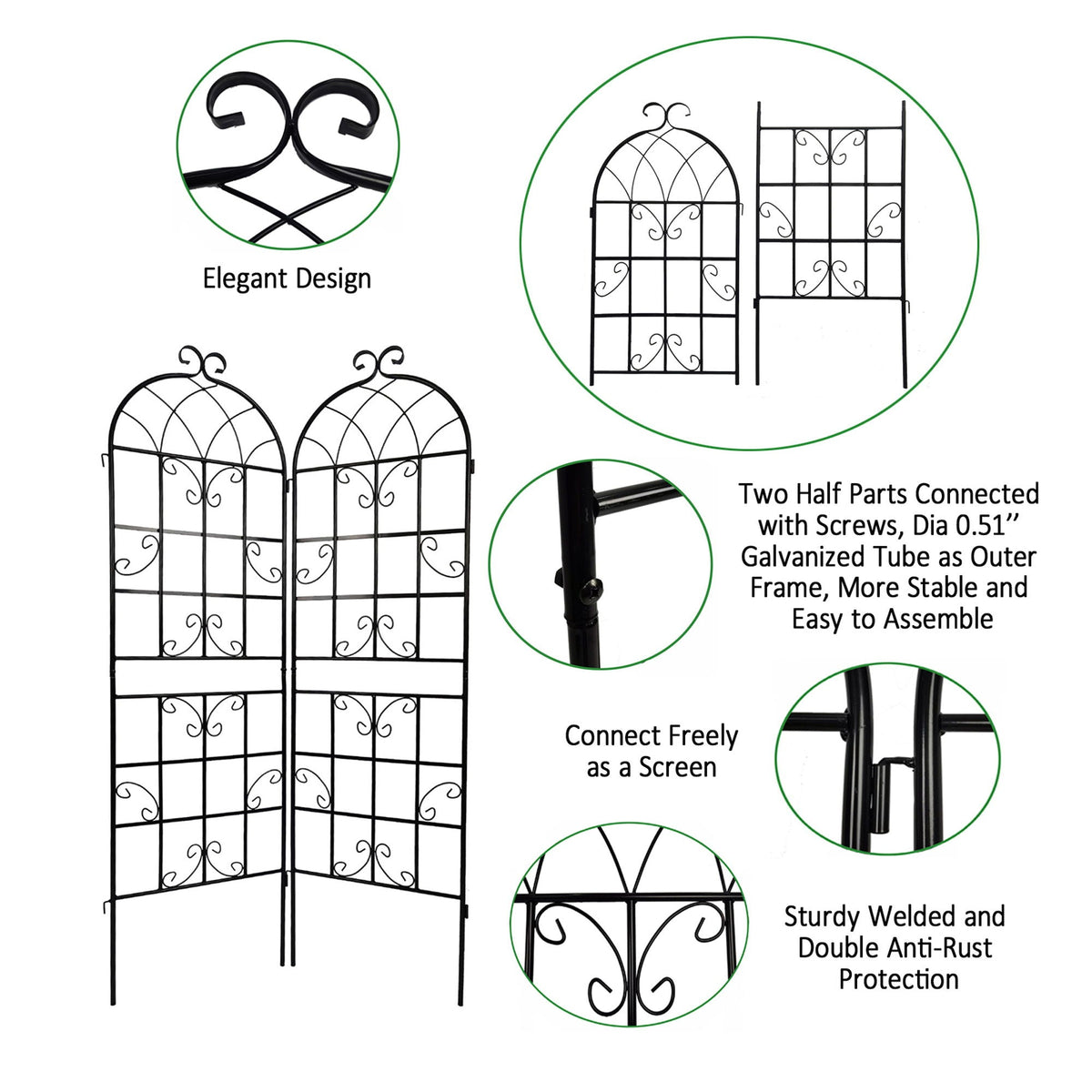 Metal Garden Rustproof Trellis for Climbing Plants – Outdoor Flower Support